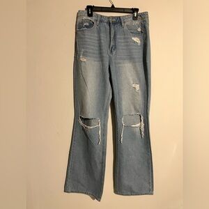 Altar'd State Vintage Blue Ripped Wide Leg Jeans